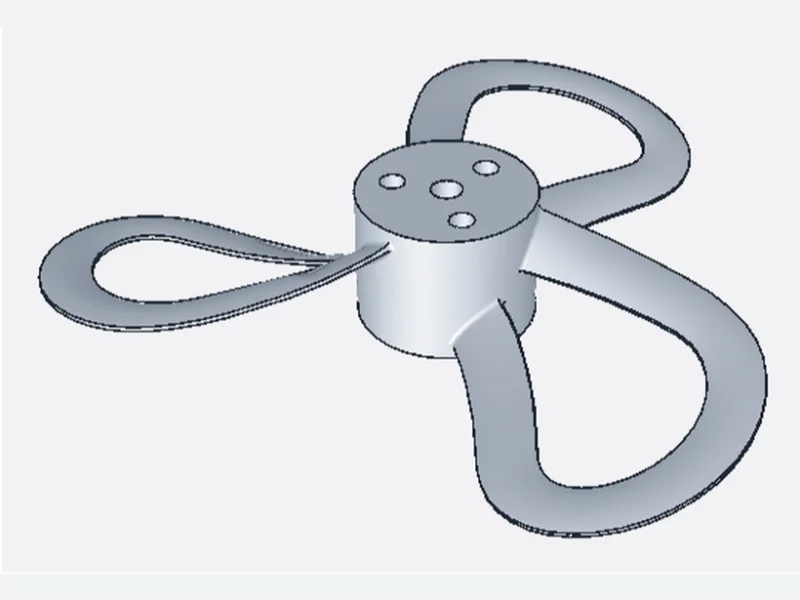 A toroidal propeller: three looped blades on a bored hub